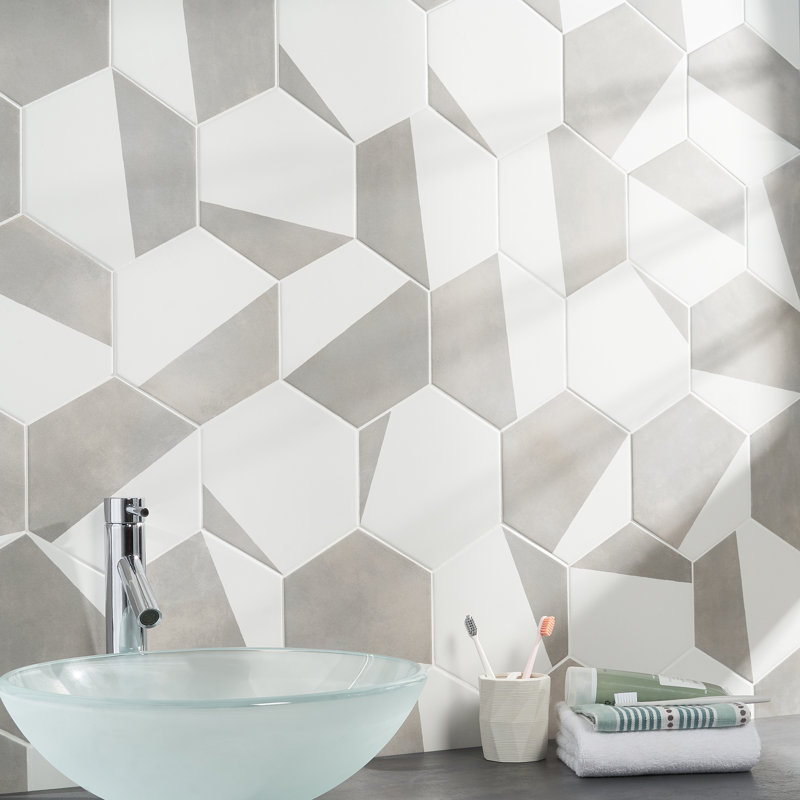 GeoHex Burst 8" Hexagon Matte Porcelain Floor and Wall Tile (9.03 Sq. Ft. / Case), Sand