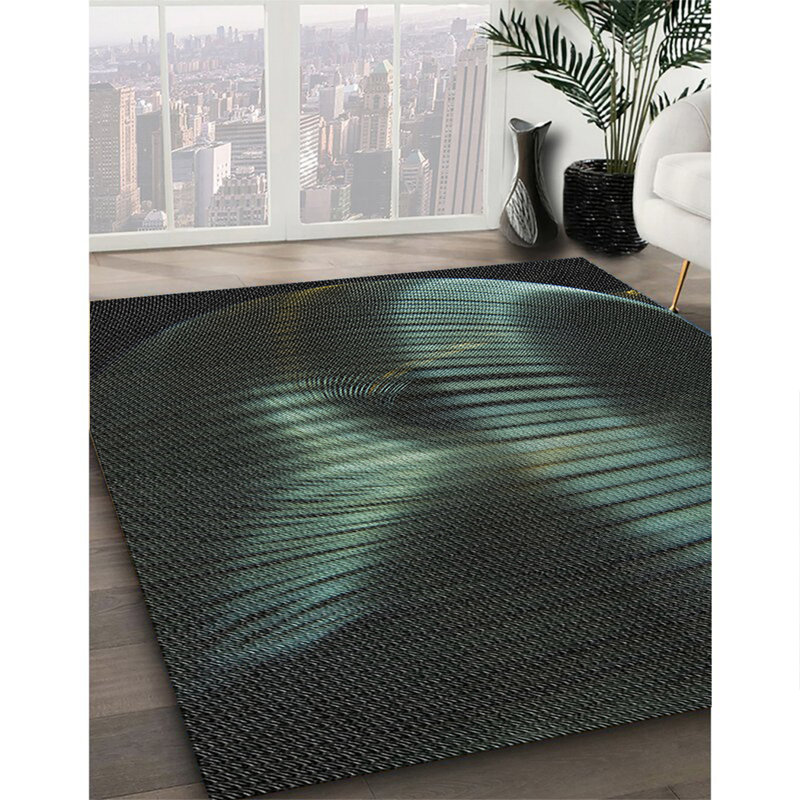 Tapis 100% à motif lavable à la machine 1843, Rond 6 pi
