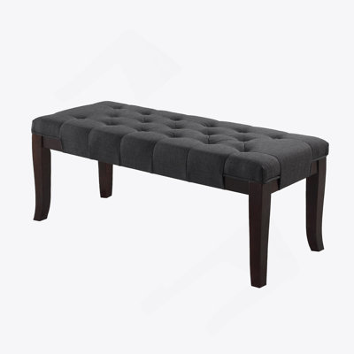 Tufted Bench, Fabric, Gray