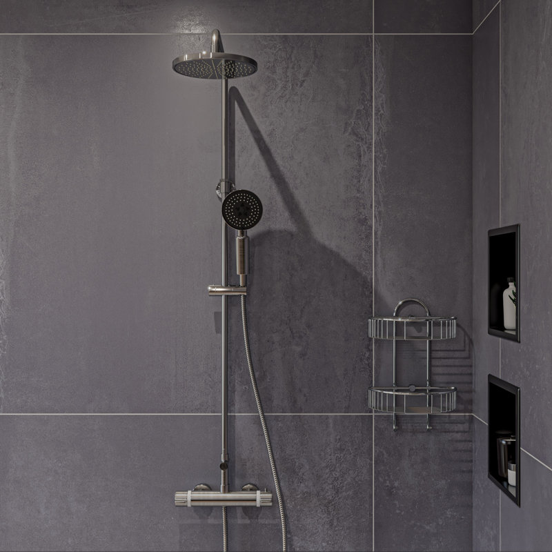 Complete Shower System with Rough in-Valve, Brushed Nickel
