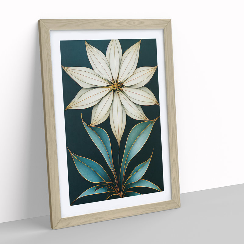 Flower No.8 - Wall Art, 34cm H x 25cm W x 2cm D, Oak Framed Paper
