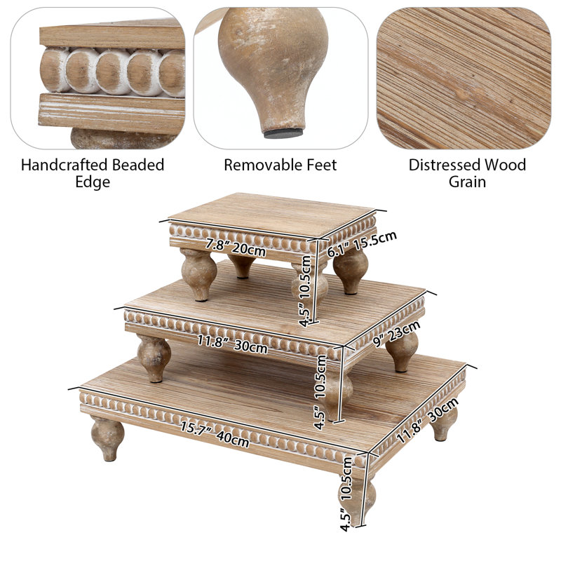 Montant en bois pour présentoir, naturel, ensemble de 3