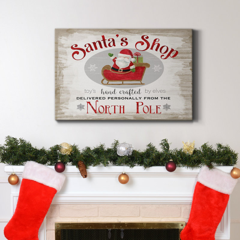 Toile tendue avec châssis Santa's Shop Premium - prête à être accrochée, H 60 po x l 40 po x P 1 po