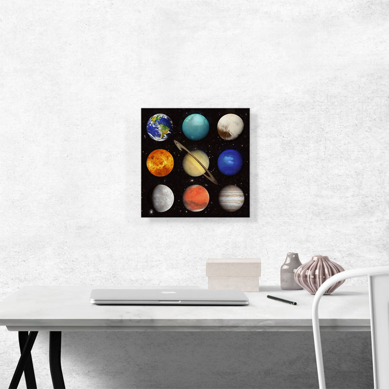 " Nine Solar System Planets Collage ", 12" H x 12" W x 0.75" D
