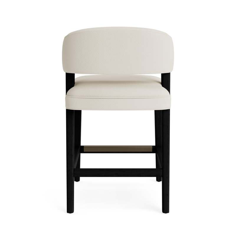 Keane Leather Bar Stool, Counter Stool (25” Seat Height), Greenwich Performance Leather - Cream, Black