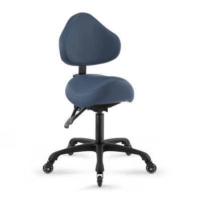 Pneumatic Swivel Rolling Saddle Chair With Wheels And Ergonomic Back Support For Hair Stylist, Dental Hygienist, Hygienic Clinic, Spa, M