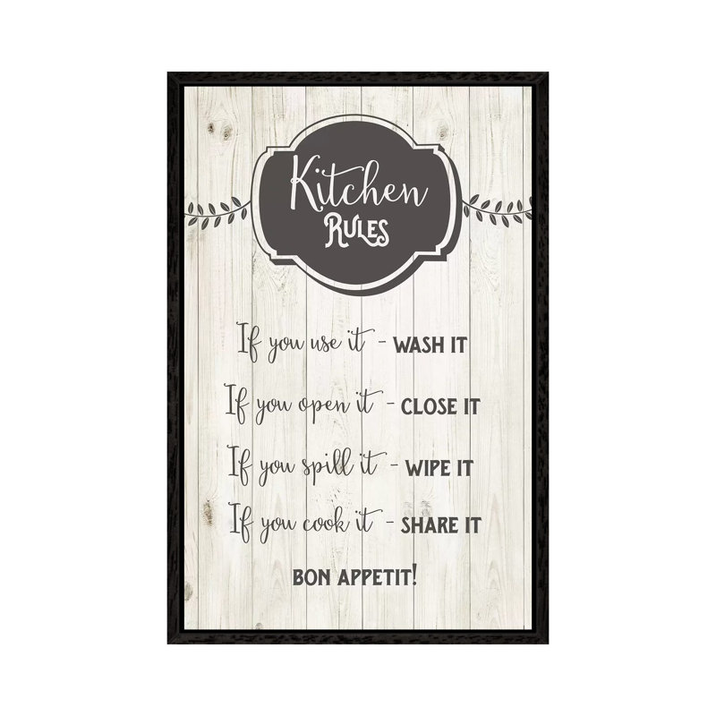 Kitchen Rules by Amanda Murray - Print on Canvas, Black Framed, 101.6cm H x 66.04cm W x 3.81cm D