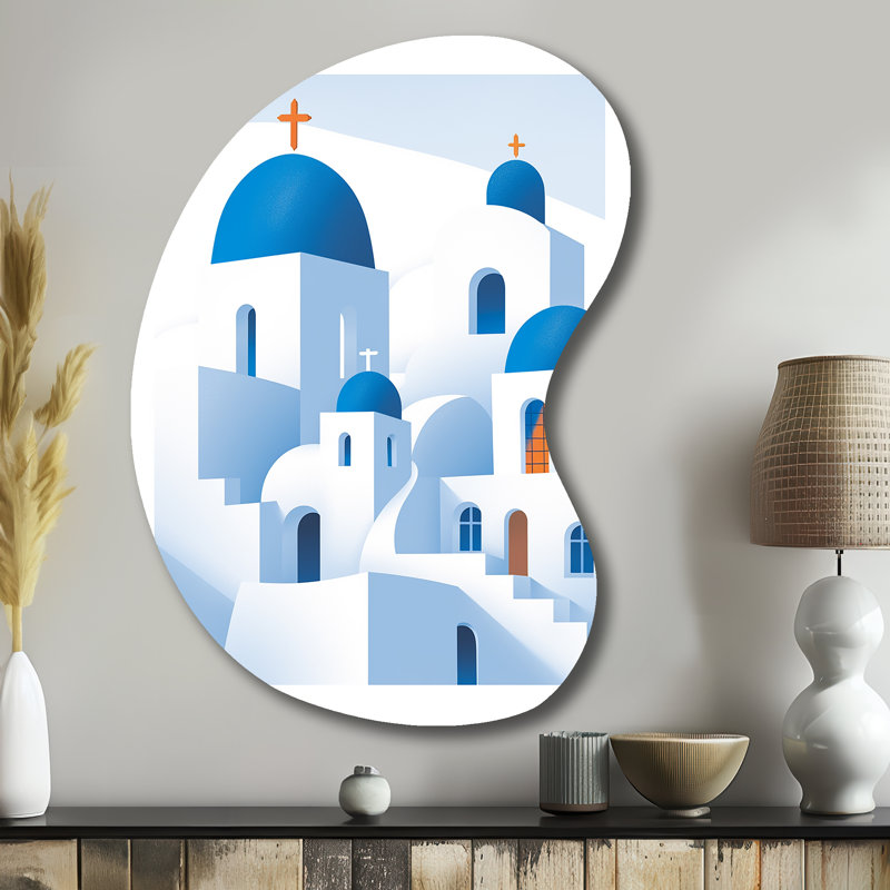 «Greek Santorini Odyssey IV - Unique Shape Grèce», reproduction d'art asymétrique, H 39 po x l 28 po