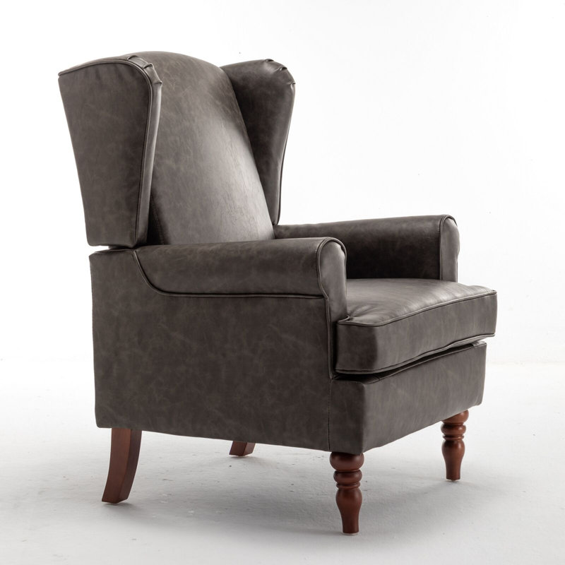 Alekzandra Faux Leather Armchair, PU Grey