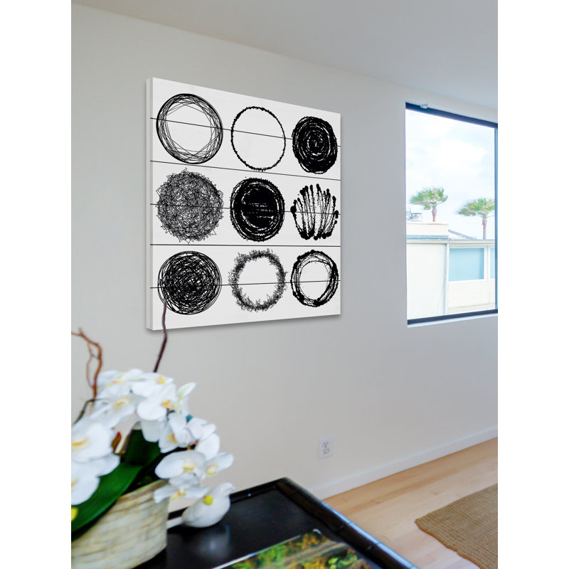 « round nine », reproduction d’impression sur bois blanc, H 24 po x l 24 po