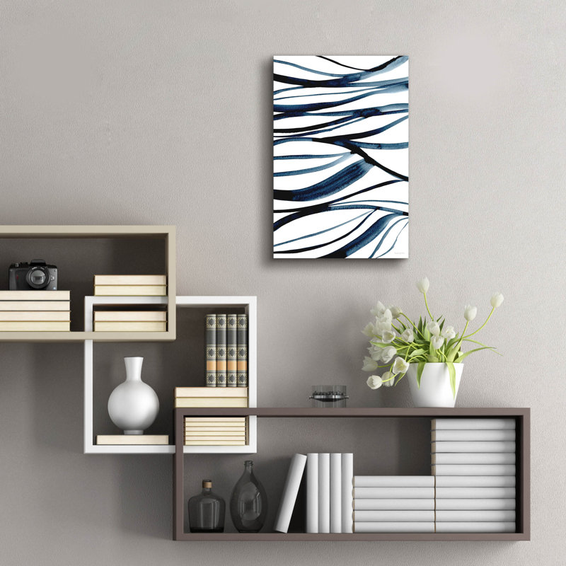 Art mural en verre Wrought Studio «Threads Of Blue 2» par Mercedes Lopez, H 24 po x l 16 po x P 0,2 po