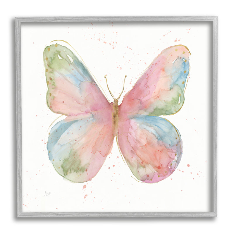 «Child's Spring Butterfly», aquarelle abstraite, motif d'ailes par Nan - impression, Estampe numérique Farmhouse
