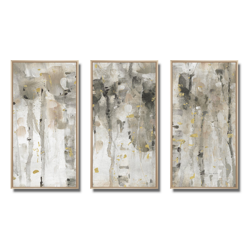 The Modern Gray Forest IV - Farmhouse, ensemble d'art mural sur toile encadrée, 3 pièces, H 20 po x l 36 po x P 1 po