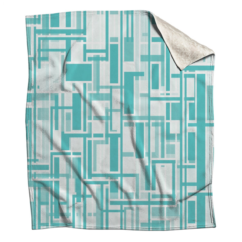 Blue Geometric Rectangles Blankets, 50in W x 60in H