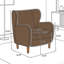 Fauteuil club rembourré à oreilles
