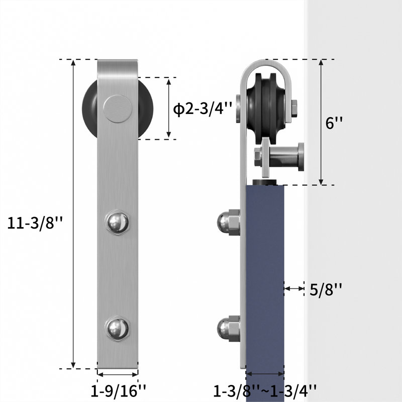 Stainless Standard Single Track Barn Door Hardware Kit, 60"