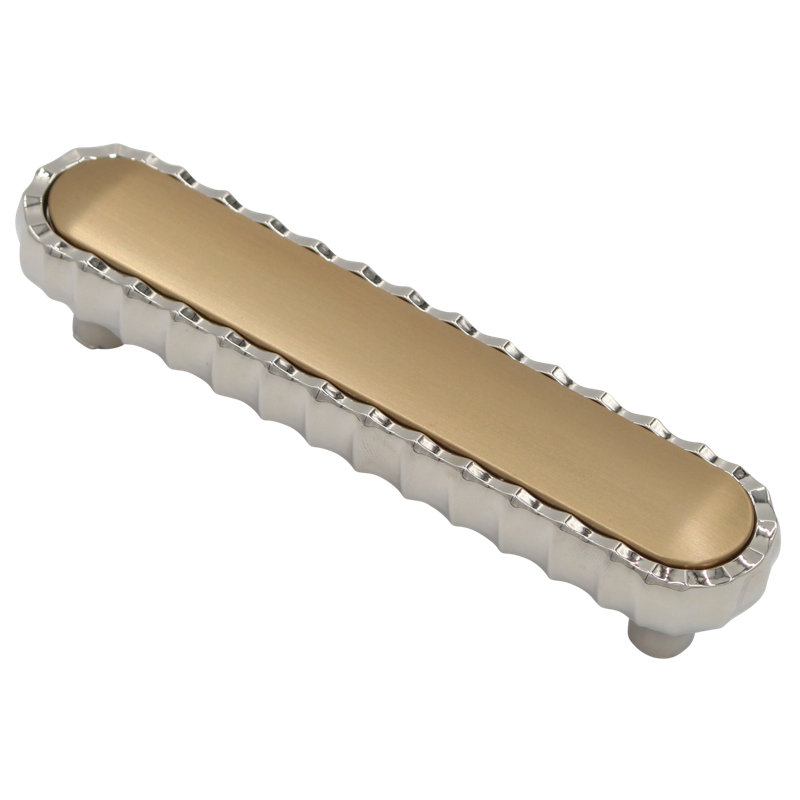 Poignée barre 4 au centre Fluted, Nickel / laiton satiné