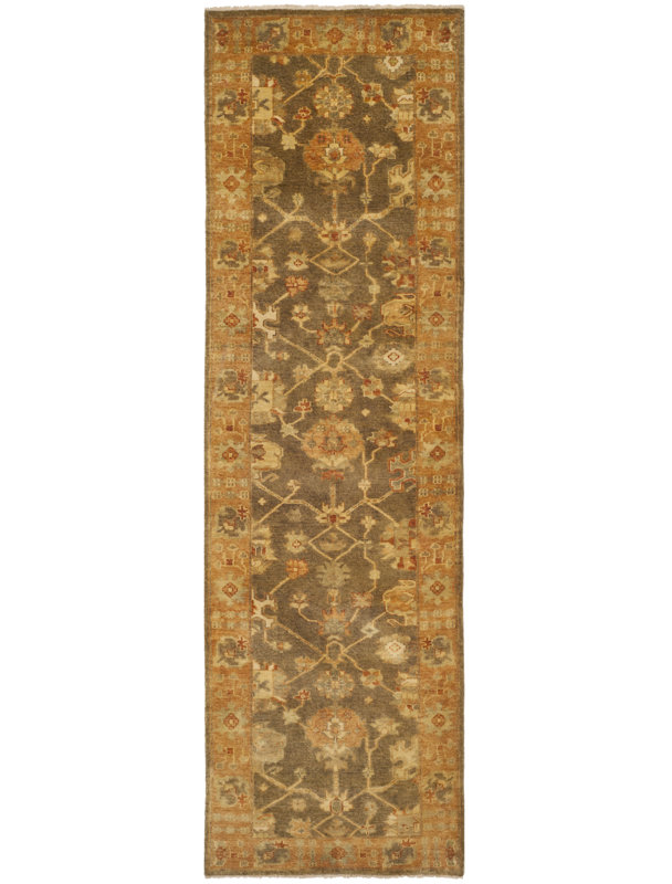 Oushak Oriental Hand-Knotted Wool Brown/Rust Area Rug, Runner 3' x 10'