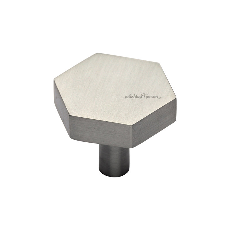 Hex 1 3/8" Length Geometric Knob, Satin Nickel, 1 3/8"