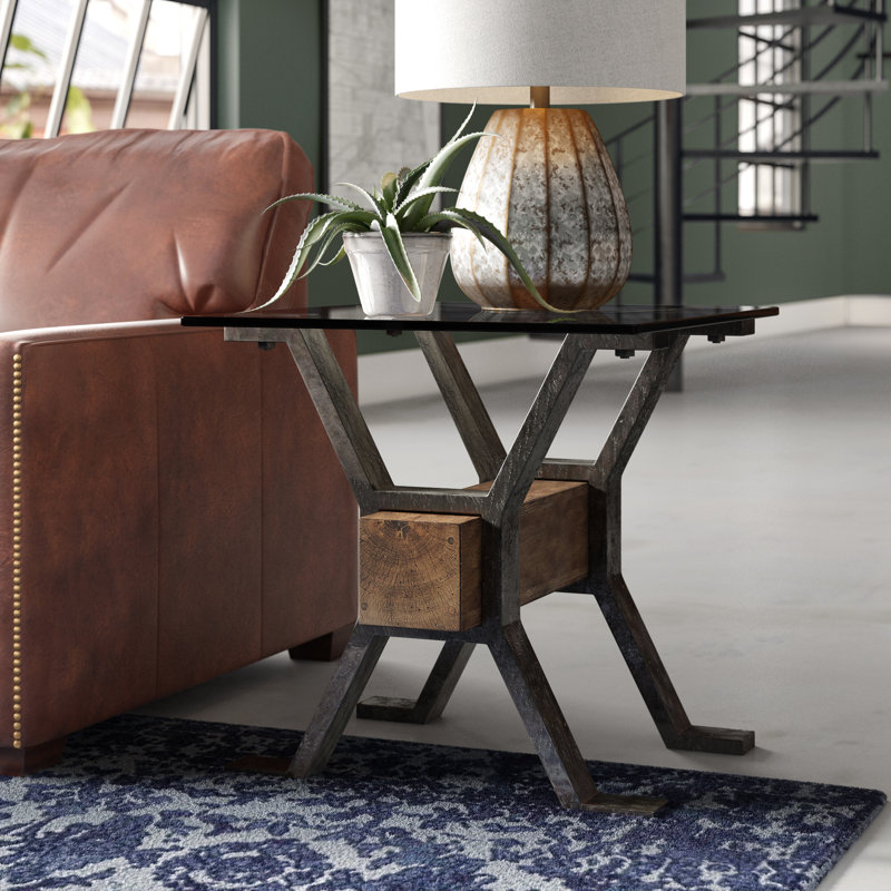 Schott Glass Top End Table