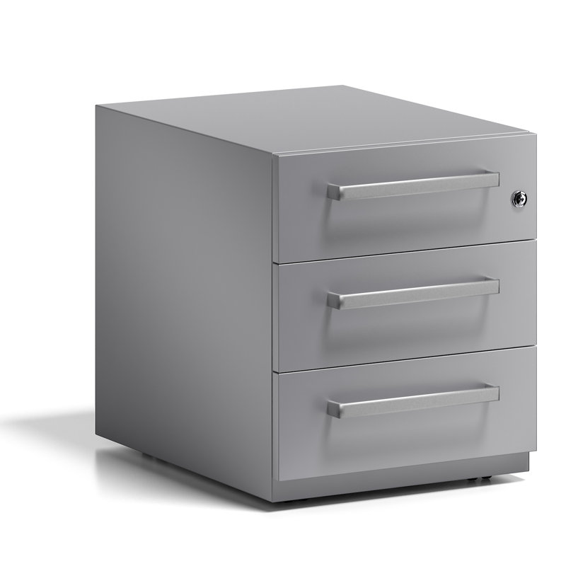 Note 3 Drawer Filing Cabinet, Silver