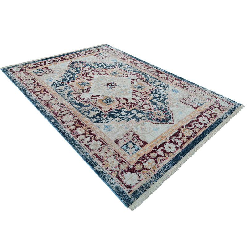 Machine Made Polyester Area Rugs - Rectangle, Red Color, Oriental Design, Low Pile Machine Made Area Rugs for Living Room, Bed Room