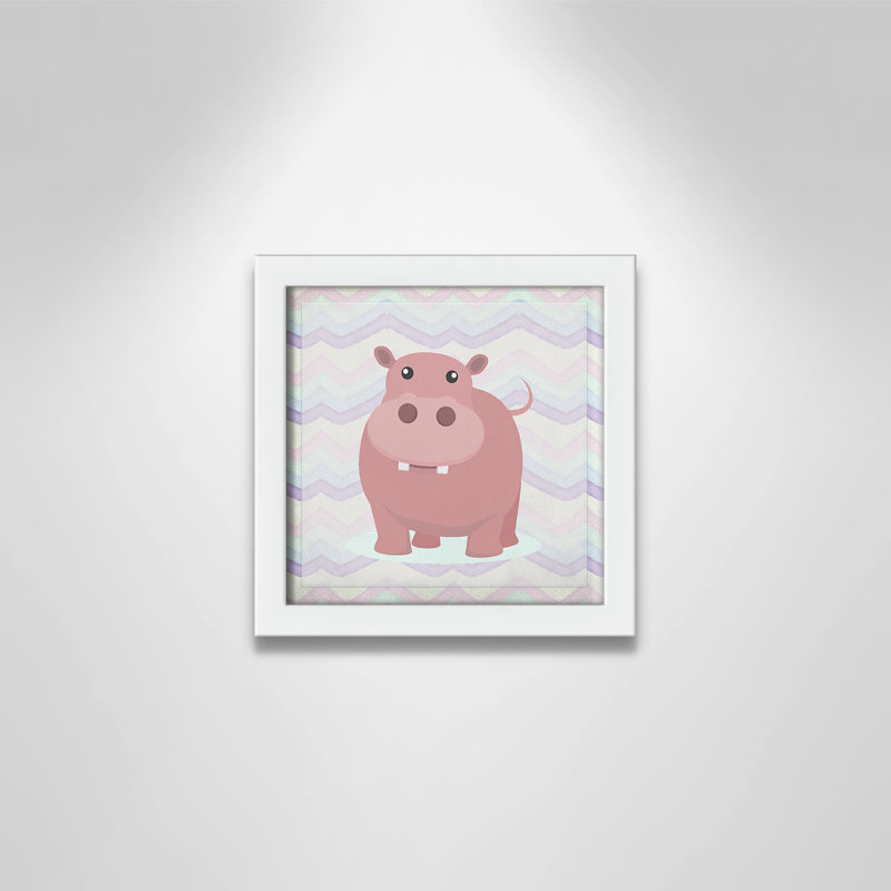 Adhésif décoratif rose Hippo Time, Encadré de boîte blanc, H 8 po x l 8 po x P 1,18 po