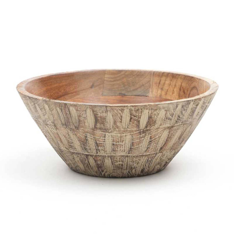 Bol en bois de manguier fabriqué à la main, centre de table élégant et bol de service polyvalent pour les intérieurs modernes