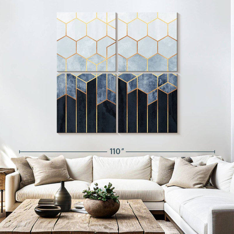 Avery Soft Blue Hexagons, 74'' H x 74'' W