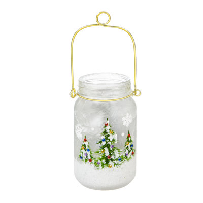 Pot de noël peint à la main en verre mason
