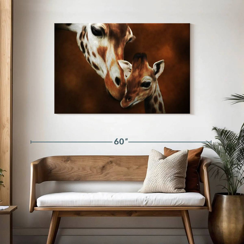 Brampt mère et bébé girafe, H 30 po x l 45 po