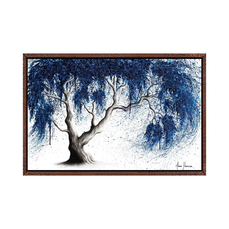 Blue Dream Tree by Ashvin Harrison - Print on Canvas, 101.6 cm H x 66.04 cm W, Classic Brown Wood Framed
