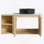 Meuble-lavabo mural de 42 po avec lavabo d'art en céramique, portes à fermeture en douceur et tablettes de rangement pour salles de bain modernes