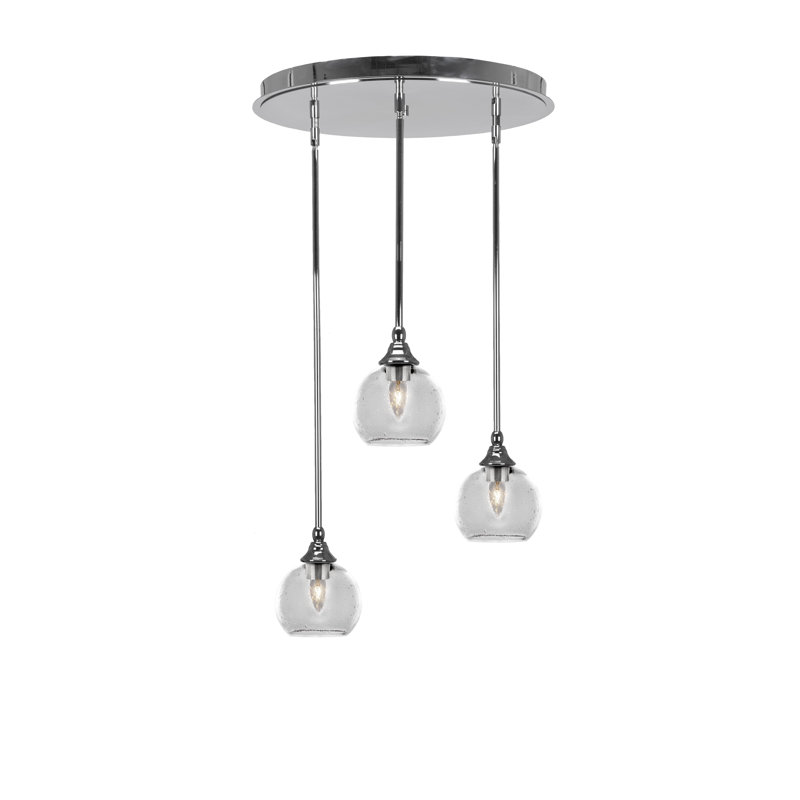Luminaire suspendu en forme de grappe 3 lumières empire avec verre transparent 5,75 po Empire, Chrome chrome