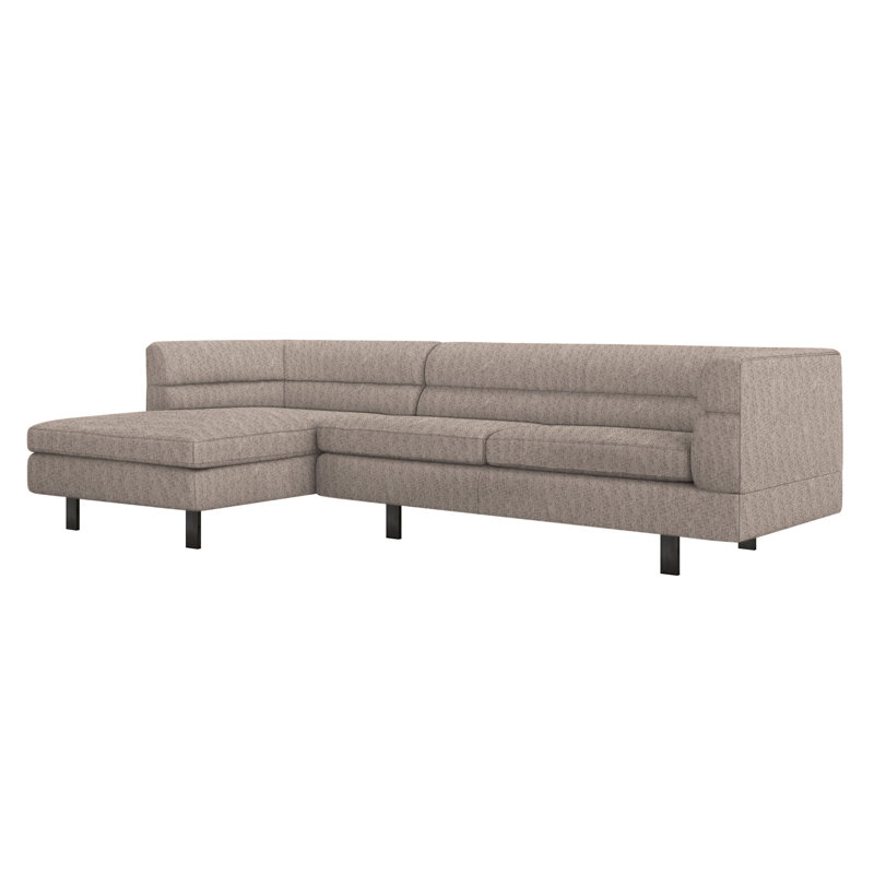 Ornette Upholstered L-Shaped Sectional, Left Hand Facing, Bungalow Chenille, Black