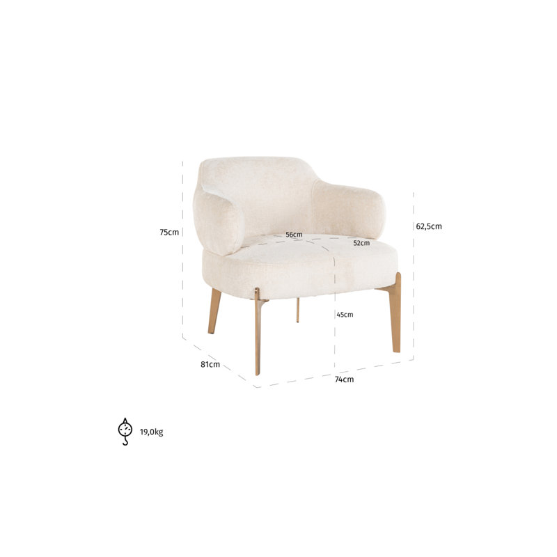 Venus Upholstered Armchair, White