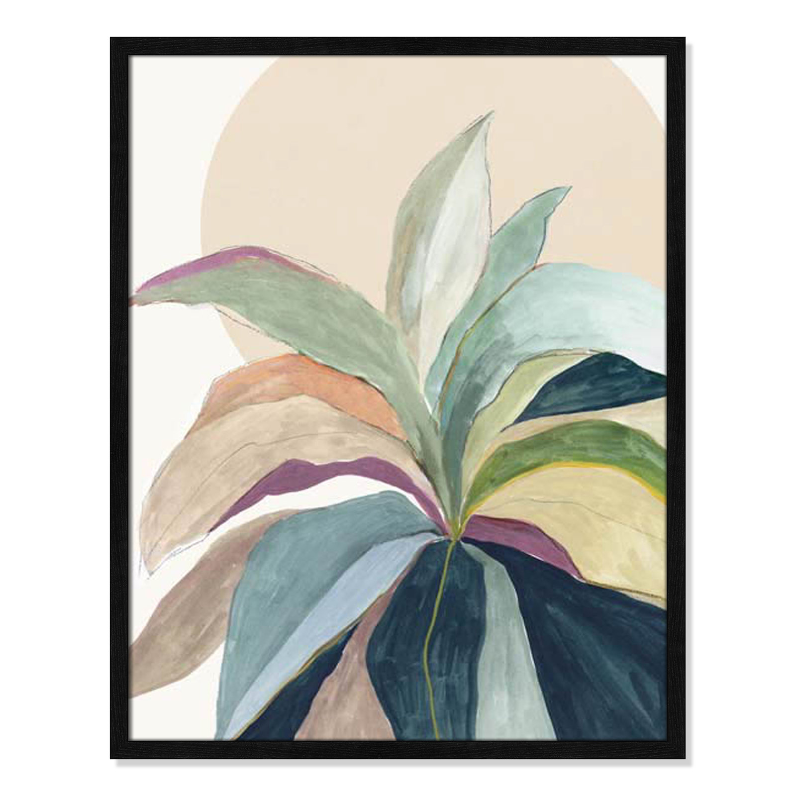Sunny Bright Leaves II by Asia Jensen, Black Slim Unmatted Picture Framed, 29.5" H x 23.5" W x 0.75" D