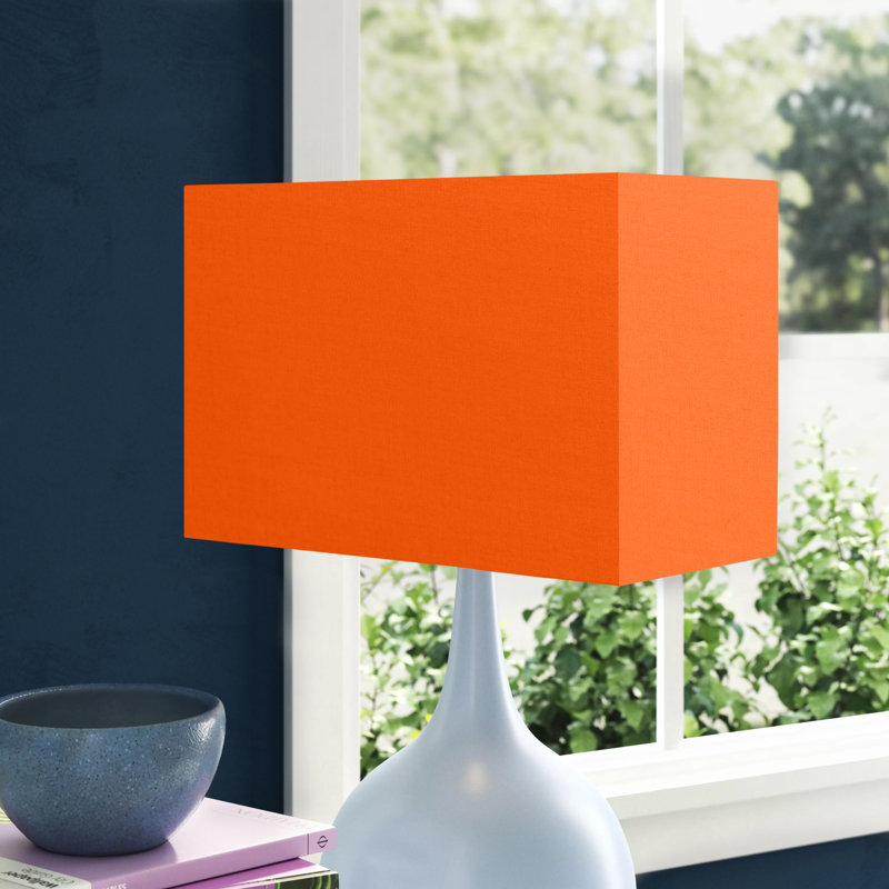 Cotton Rectangle Lamp Shade ( Screw On ), Tangerine, 15cm H x 23cm W x 13cm D