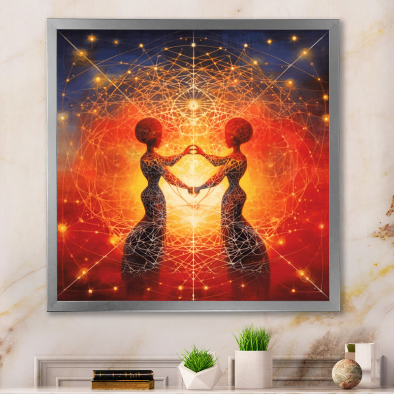 " Twin Flame Universe Eternal Loving Souls ", Silver Single Picture Framed, 36" H x 36" W