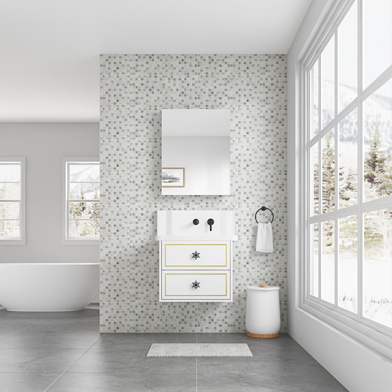 Armoire de salle de bain blanche 24 po x 30 po avec miroir biseauté - solution de rangement soignée de l 24 po x H 30 po