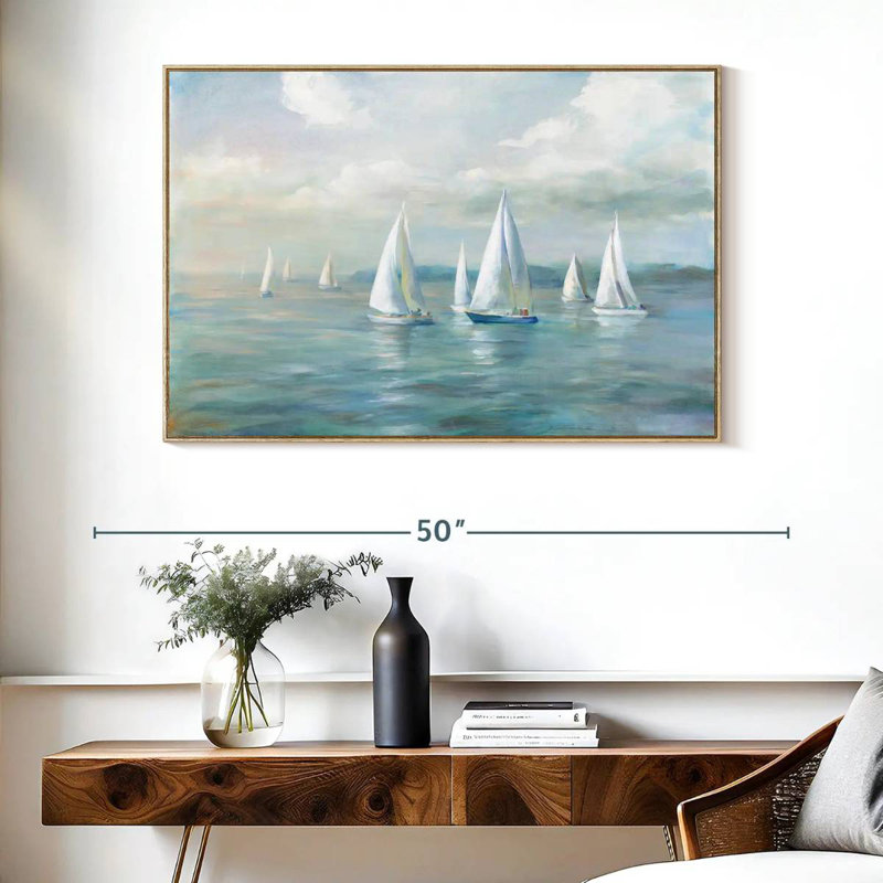 En route pour l'océan, Cadre flottant en bois naturel, 40 po x 27 po