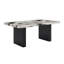 6 pièces belle table de salle à manger noire / brune en faux marbre, table carrée, rembourrée, doucement courbée, banc de la salle à manger, meubles en bois, noir, brun, moka, beige