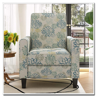 27.5" Push Back Recliner Chair Upholstered Recliner Armchair with Solid Beech Wood Legs