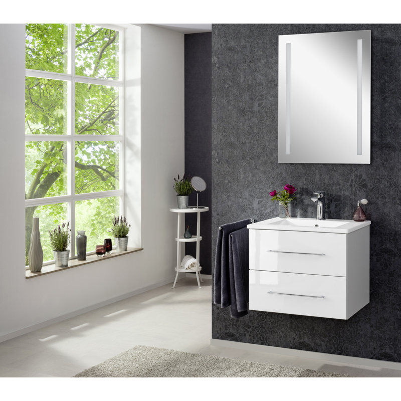 3 Piece 600mm Vanity and Mirror Sets, White