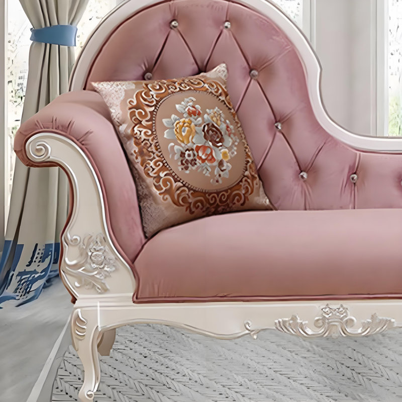 Chaise longue rembourrée Elegant Classical, Accoudoir à gauche (vu de face), Rose