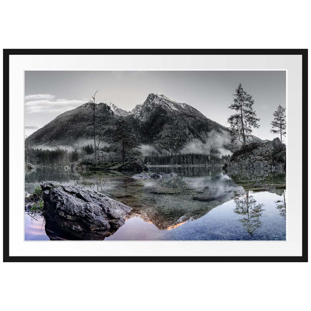 Sonnenaufgang am Hintersee Gerahmter Fotokunstdruck Poster