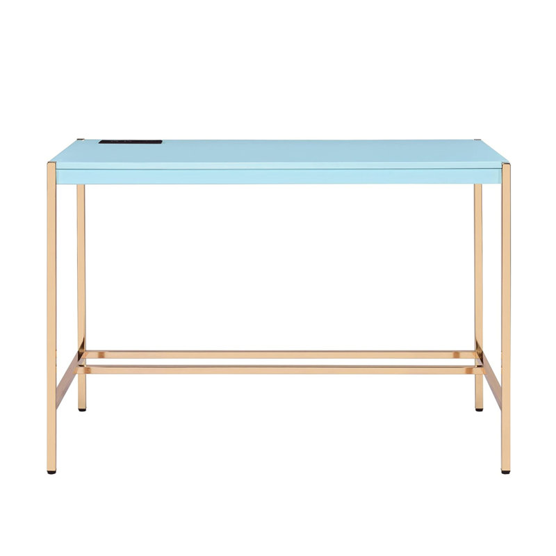Bureau d'écriture rectangulaire avec port USB, Bleu clair, H 29,94 po x l 41,94 po x P 19,94 po