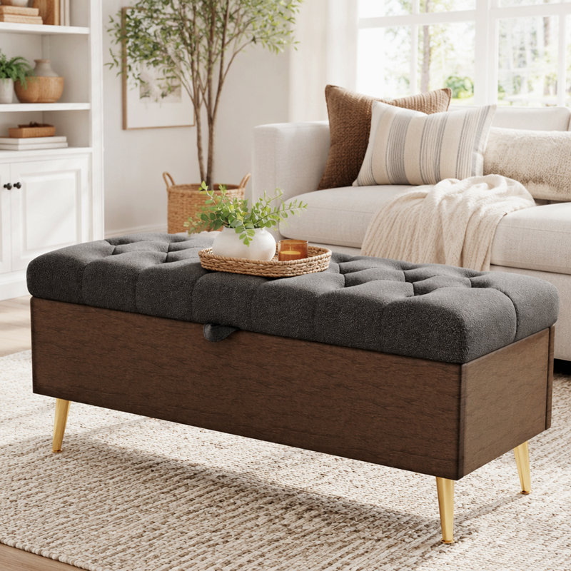 Banc de rangement avec repose-pieds Modern Modern, Gris