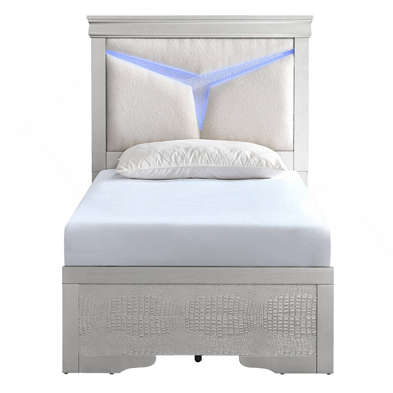Lit simple (matelas non inclus), champagne argenté, Twin, Silver