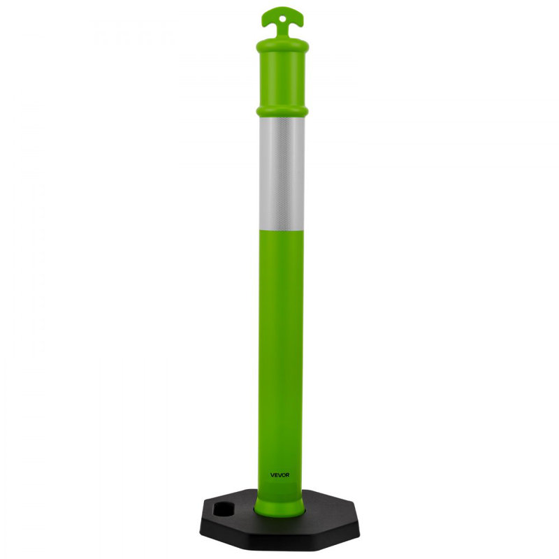 Poteaux de délimitation de la circulation, cônes de sécurité de la circulation de 48 pouces avec base lestée et bandes réfléchissantes, poteaux de délimitation robustes pour chantier de construction, parc de stationnement, contrôle des foules, vert